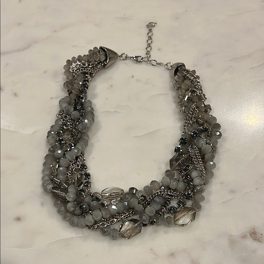 Gray Chunky Multi-Strand Necklace - image 1